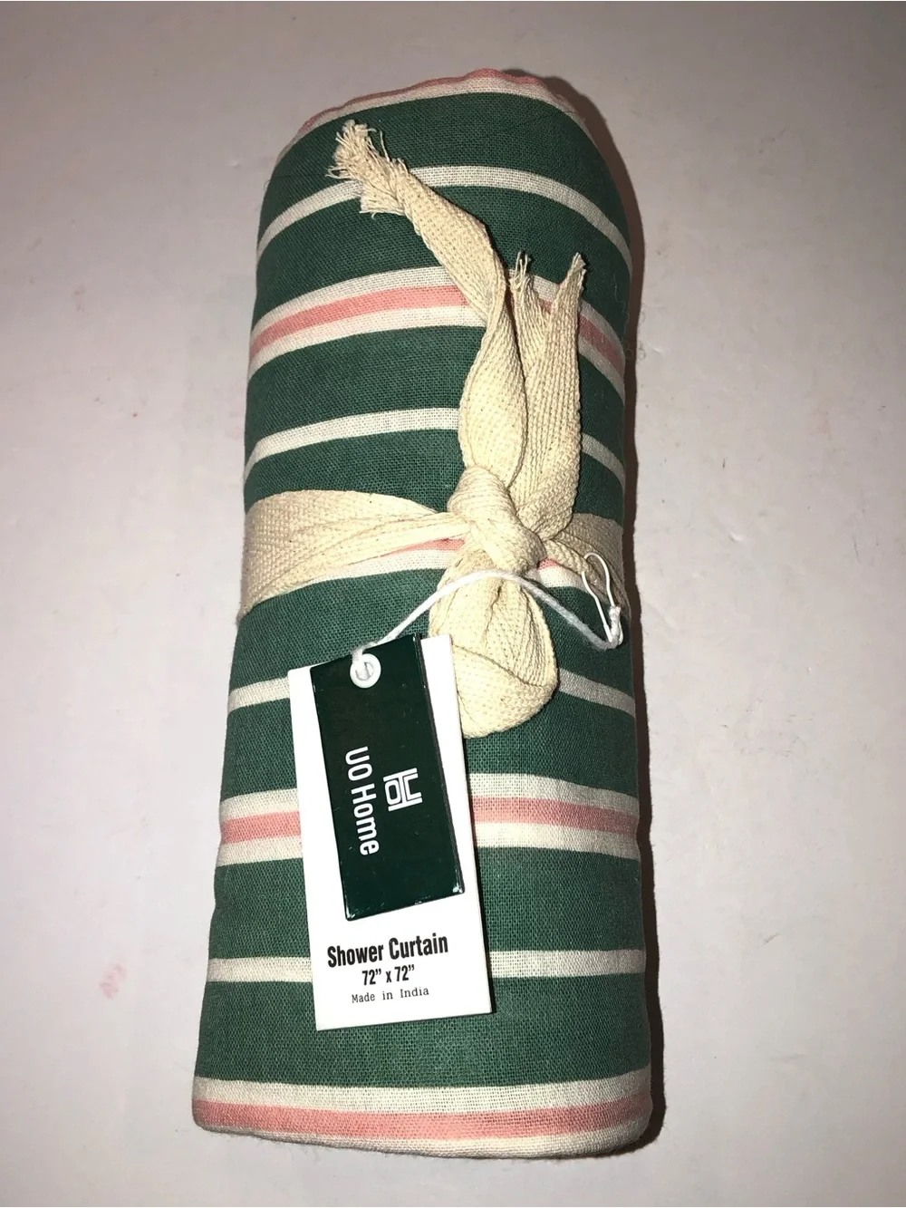 New Urban Outfitters Green Pink Multi-Striped Patterned Shower Curtain